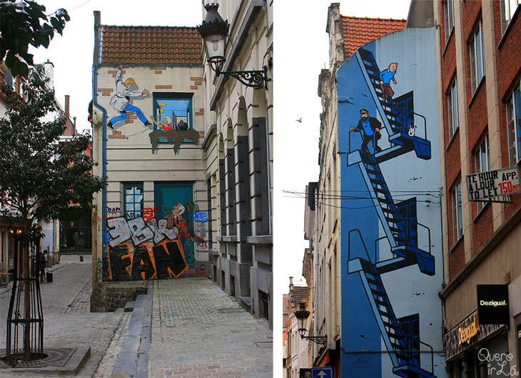 Rota dos quadrinhos em Bruxelas - Grafite do Tim Tim